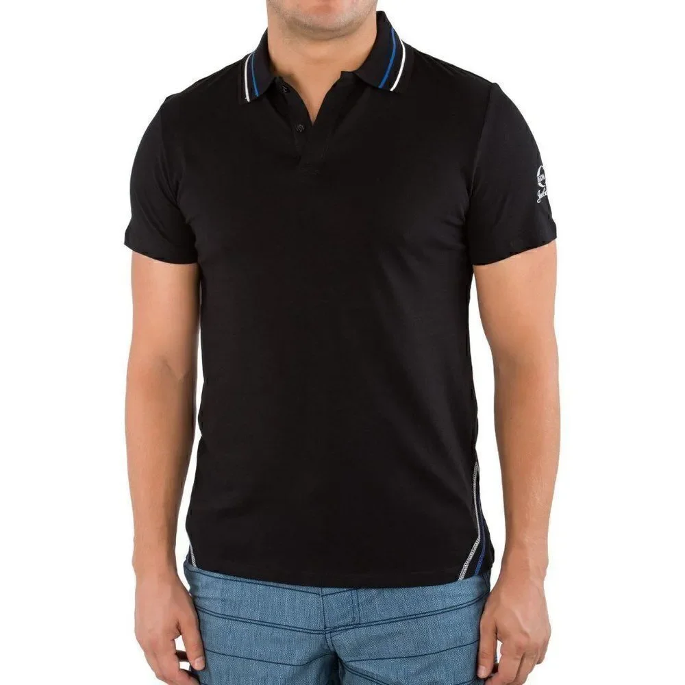 New Just Cavalli Men Black 3-Button Classic Light Cotton Polo Shirt Tee XS - Picture 2 of 5